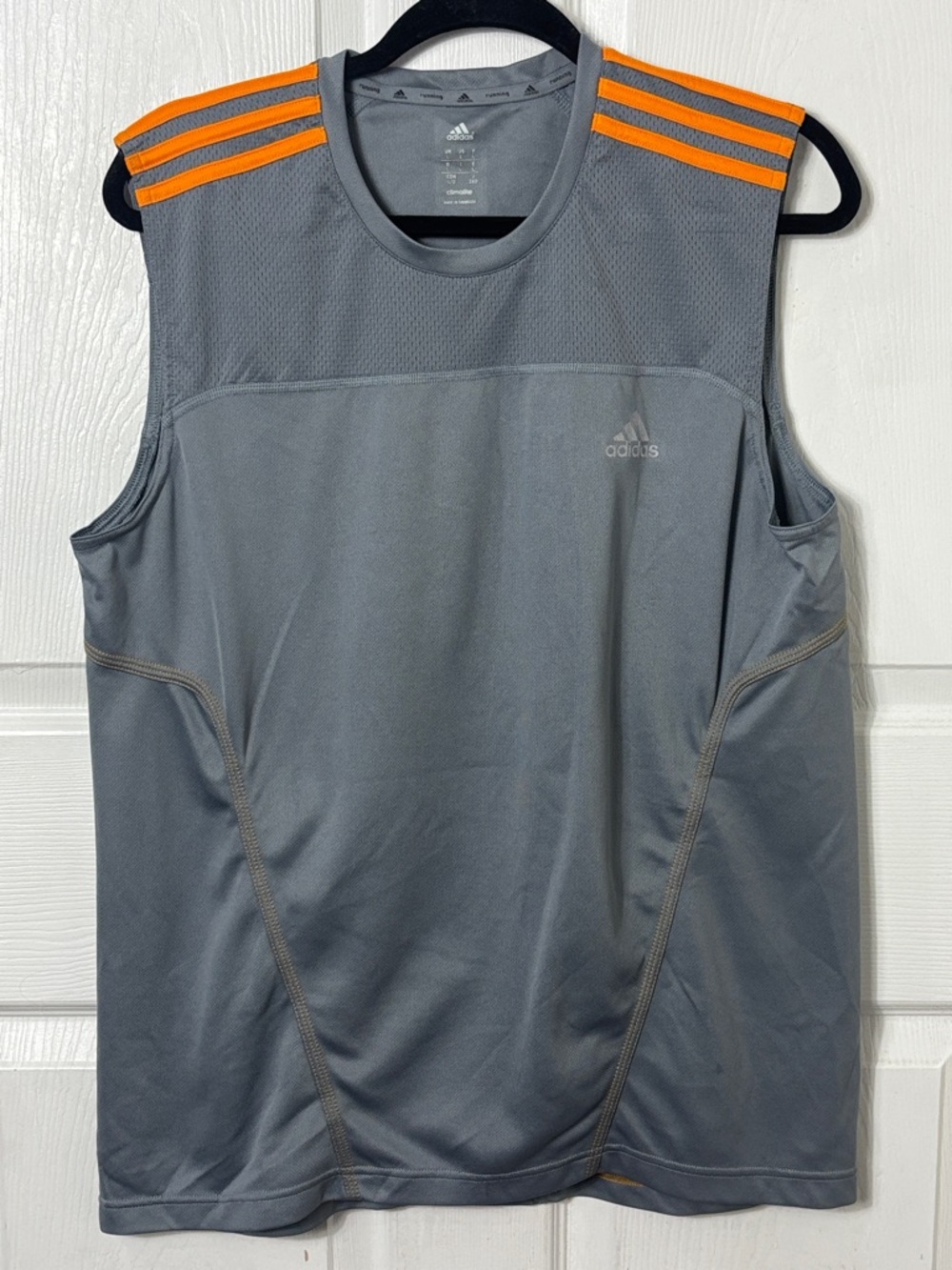 adidas climalite Gray and Orange Performance Sleeveless Training Top Size Large